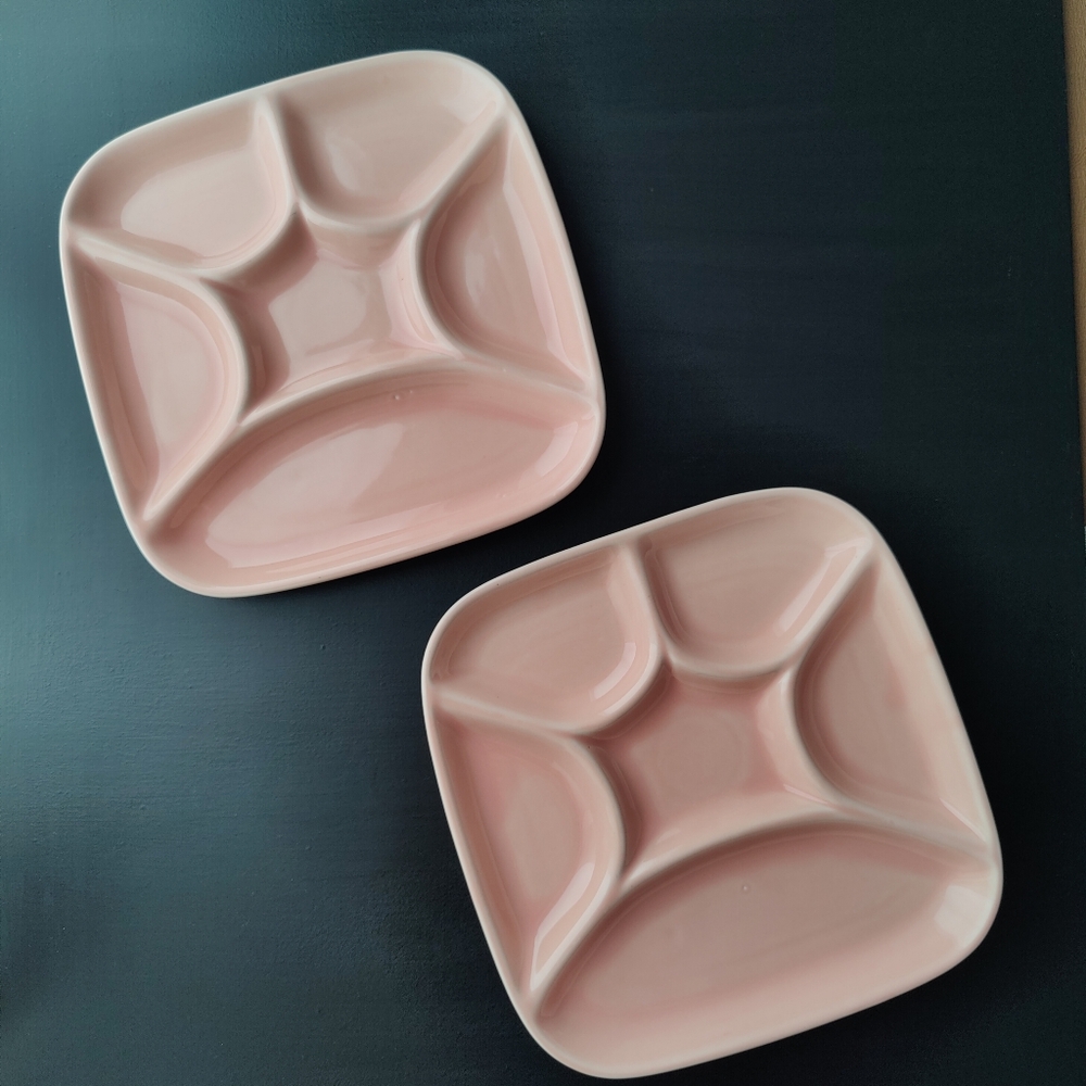 2 vintage | square made in Japan | pink 🩷 fondue plates